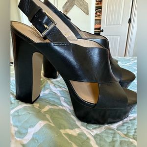 MICHAEL KORS | platform heels WOMENS size 8.5 Black LEATHER | GUC